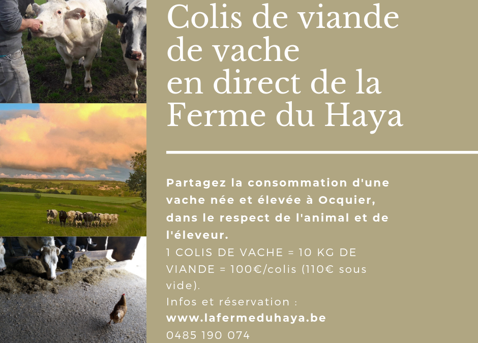 Colis de viande de vache en cours de vente